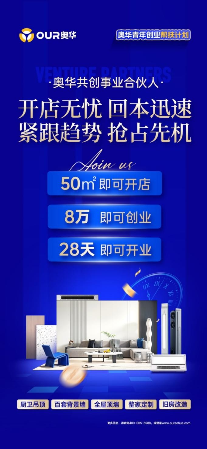 8萬元即可加盟頂墻門柜整裝店，奧華引領創富新模式！